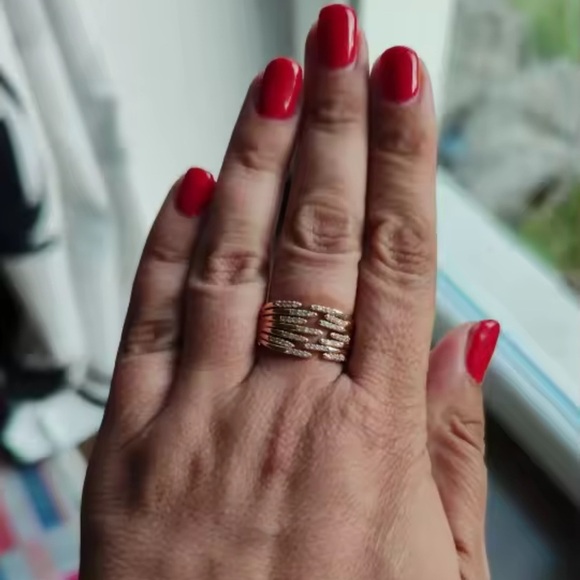 Anthropologie Spiral Gold Crystal Ring - Picture 12 of 14